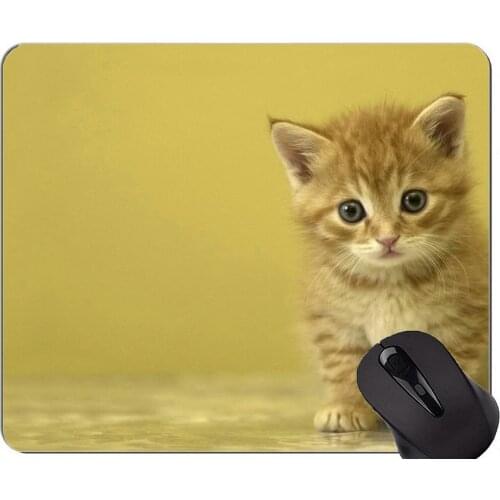 Mouse Pad with Stitched Edge,Active Kitten Non-Slip Rubber Base Mousepad