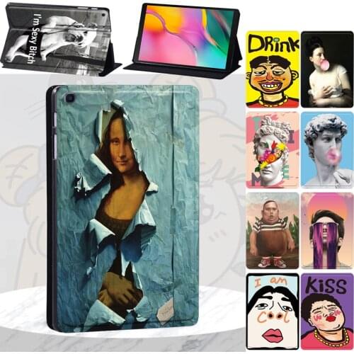 For Samsung Galaxy Tab A A6 A7/Tab A 10.1/A 10.5 8.0/Tab E/S4/S5e/S6/S6 Lite/S7 Funny Print PU Leather Stand Tablet Case Cover