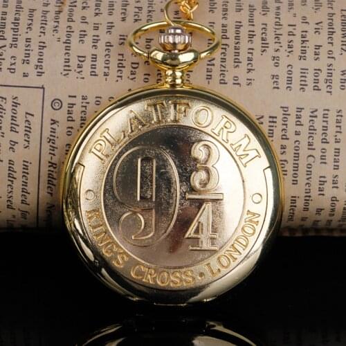Quartz Pocket Watch Kings Cross London 9 3/4 Platform Black/Silver/Bronze/Gold Full Hunter Necklace Pendant Clock