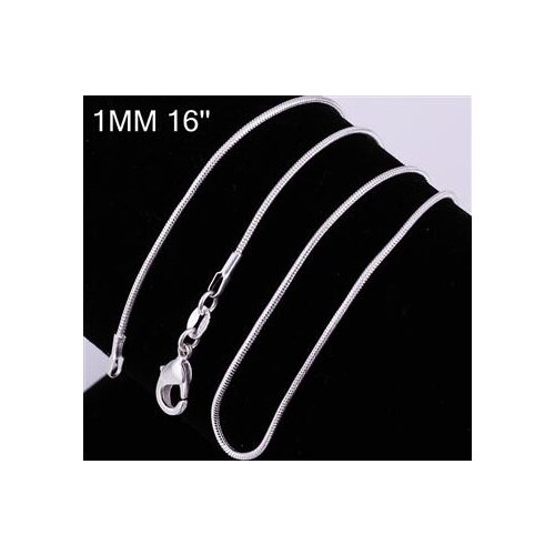 N925 Stamped Silver color Snake Necklace 1mm 16/18/20/22/24 inch silve snake chain Collar de Prata