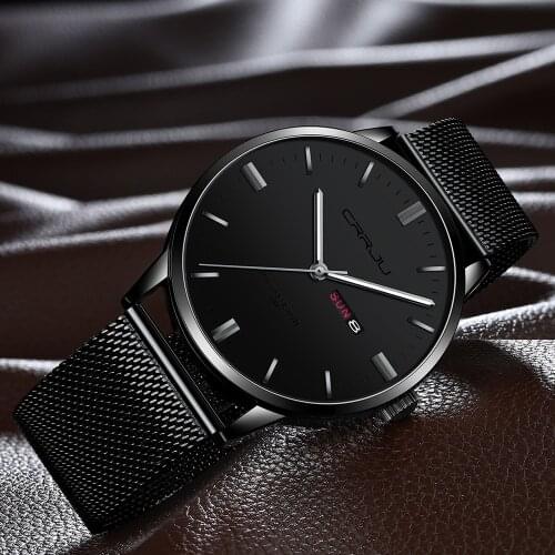 New CRRJU Watches for Men Top Brand Luxury Fashion Business Quartz Men’s Wristwatch Stainless Steel Waterproof Sports Clock