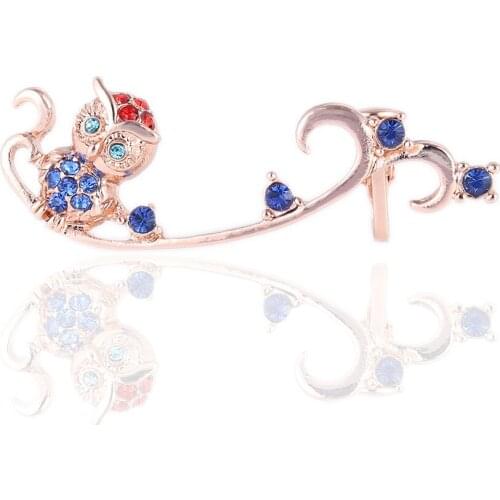 Fnsn 2017 New Arrivals Fashion Earrings Jewelry Gold Colour Crystal Clip Earrings For Women Animal Zinc Alloy Clip Earrings Hot