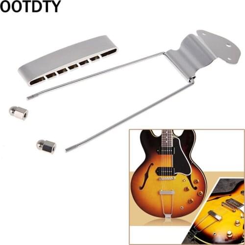 OOTDTY Chrome 6 String Guitar Tailpiece Trapeze Silvery Open Frame For Archtop Guitar