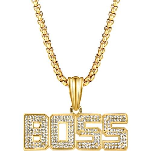 Hip-Hop Style Personality "Letter" Copper Zircon Pendant Necklace Street Art Neutral Necklace Party Rap Lovers Jewelry Gift