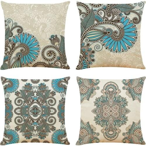 Persian Style Decorative Floral Pillowcase Exquisite Sofa Throw Pillow Case Cover Pillowcase