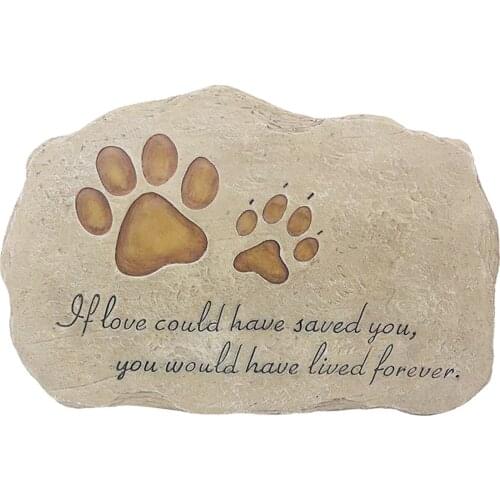 Resin Pet Memorial Stone Grave Marker Cat Garden Backyard Tombstone Ornament