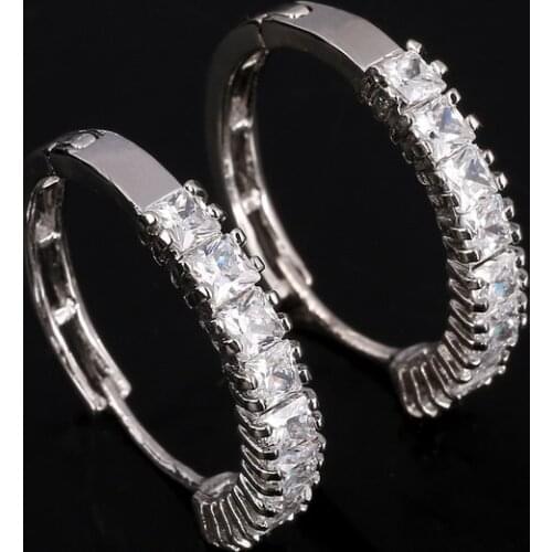 2019 Mothers Day DEALS Silver Plated CZ Simple Female Hoop Earrings Jewelry for Women Crystal Jewelry Free Shipping Earrings
