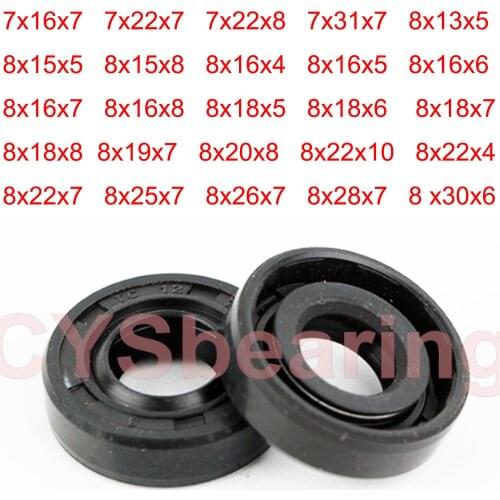 2pcs TC Oil Seal Skeleton Spring Steel ID7/8 OD14/15/16/18/22/26mm Black Nitrile NBR Simmer Ring Rotary Shaft Gasket