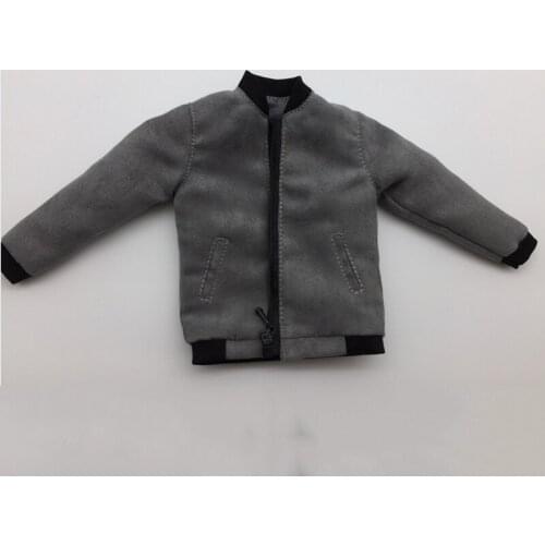 Grey/Black Color 1/6 Scale Male Solider Faux Leather Velvet Jacket Coat Suit Set Clothes Accessory Model for 12 inches Action