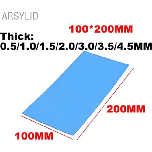 ARSYLID High quality 100*200*1.0/2.0/4.5mm Thermal conductivity 3.6W CPU Heatsink Cooling Conductive Silicone Pad Thermal Pads