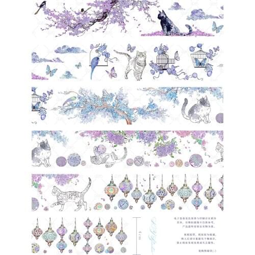 Fairy Dreamy Light and Cat Washi Tapes Bullet Journal Masking Tape Adhesive Tape DIY Scrapbooking Washi Stickers