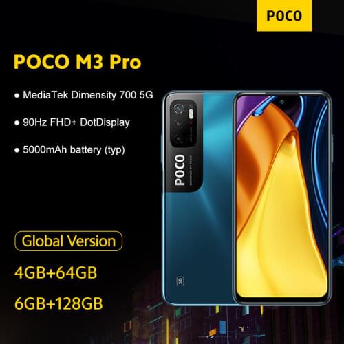 Global Version POCO M3 Pro 5G Smartphone 64GB / 128GB Dimensity 700 Octa Core 48MP Camera 5000mAh 90Hz 6.5" Screen Mobile Phone