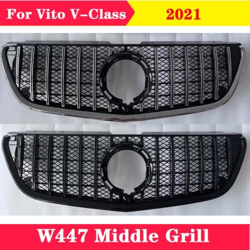 Car Styling Vertical Bar For Mercedes-Benz Vito V-Class W447 V250 V260 ABS Front Grill GT Bumper Middle Grille 2021