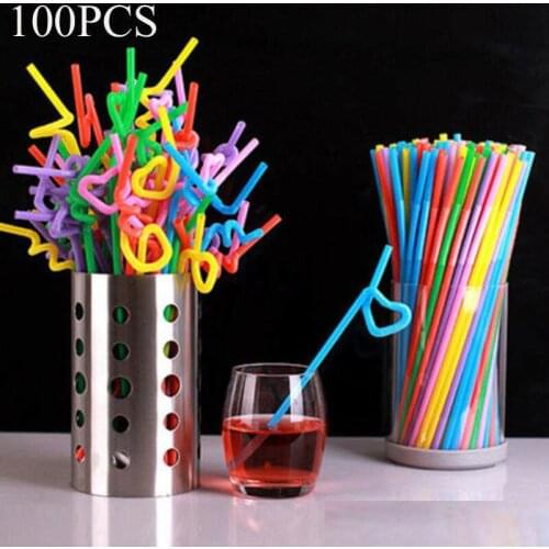 100pcs Extra Long Flexible Stripes Straws Extra Long Flexible Drinking Bendy Home Party Bar Supplies