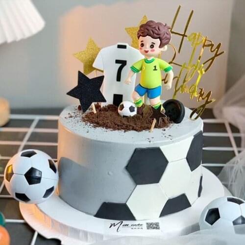 Football Boy Cake Decoration Ornament Soft Glue Football Jersey Boy Football Shirt Football Birthday Games Party Cakecup Decor