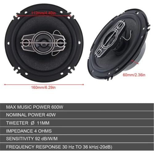 2Pcs YL-1698B 6.5 Inch 600W 4 OHM 4 Way Universal Coaxial Car Stereo Music Full Range Frequency Hifi Speakers Non-destructive
