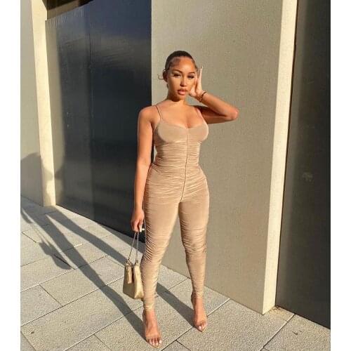 2021 Ins Internet Celebrity Famous Women Jumpsuit Solid Color Sling Sleeveless