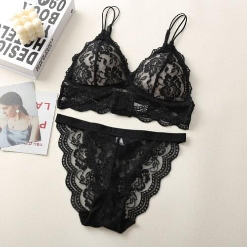 Women Lace Bra Briefs Set Hollow Panties Seamless Bralette Fashion Backless Female Intimates Intimates for Women