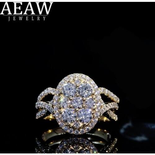AEAW 7PCS Hot Sale New 2019 Luxury Jewelry 18k yellow gold Round Cut moissanite Diamond Women Wedding Band Ring Set For women
