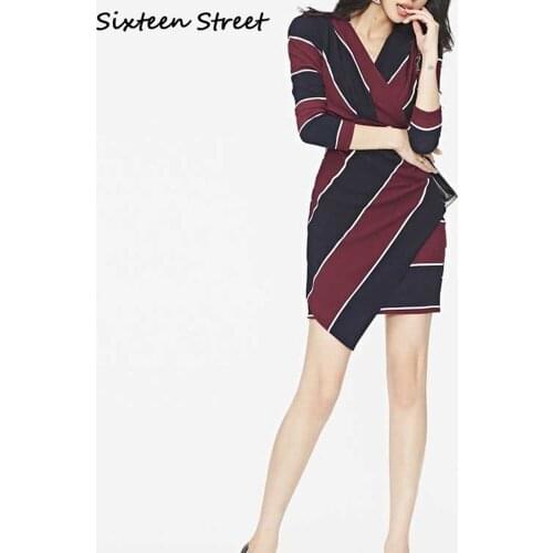 Dresses Women Spring New OL V-neck Package Hip Stripe Long Sleeve Korean Y2k Vintage Vestidos De Mujer Sexy Clothes Bodycon 2021