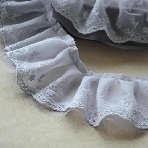 1Yards Embroidery Gray Lace Fabric 10cm Guipure Mesh Lace Ribbon Sewing Wedding Dress Clothes Crafts Lace Material dentelle QW16