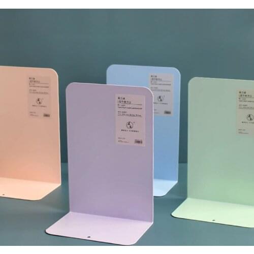 1 Pair Morandi L Shape Metal Bookends Reading Book Support Stand Desktop Office Document Organizer Rack Shelf