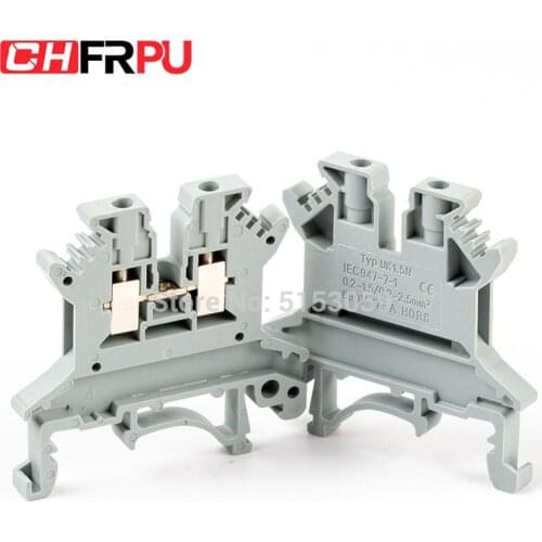 10PCS UK-1.5N Universal DIN Rail Mounted Terminal Blocks Screw Type Connector Electrical Crimp Terminator