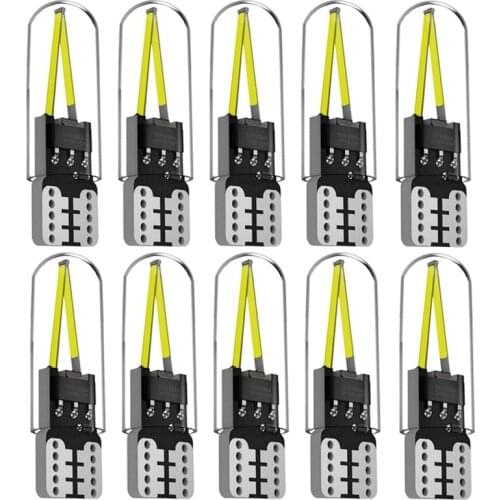 10pcs T10 W5W WY5W 360 Degree Filament COB Chip LED Bulbs CANBUS Car Interior Dome Light Wedge Auto Parking Light Turn Side Lamp