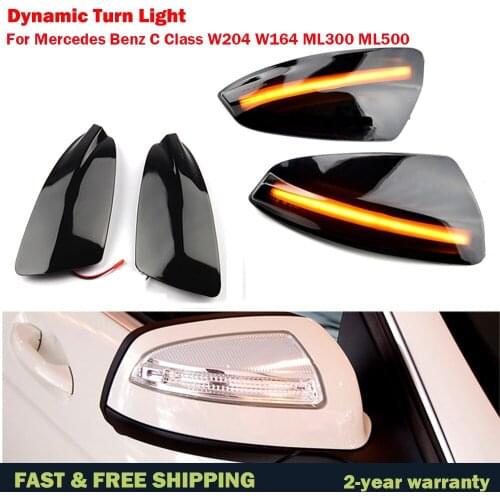 2Pcs For Mercedes Benz C Class W204 S204 2007-2014 C300 Viano Vito W639 LED Dynamic Turn Signal Light Side Mirror Indicator Lamp