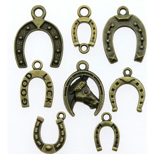 20pcs Horseshoe Charms Pendant Antique Bronze Color Good Luck Horseshoe Charm Pendants Jewelry Accessories DIY