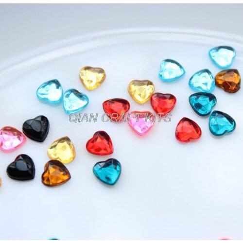 2000pcs mixed colors mini HEART 3D flatback acrylic Rhinestones Nail Art Design Glitter Beads Crafts supplies 6mm D25
