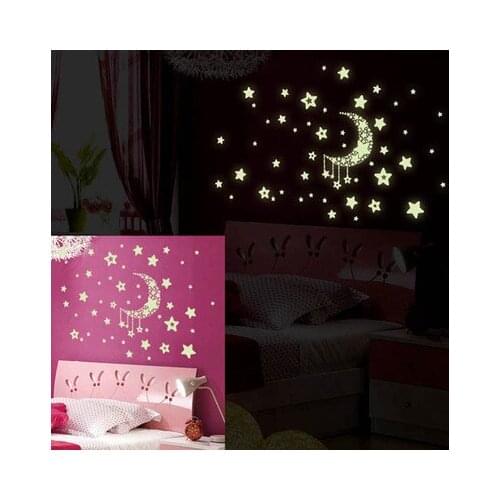 3D Fluorescent Wall Sticker Luminescence Moon Galaxy Wall Pictures For Living Room Kids Room Decoration Noctilucent Home Decor