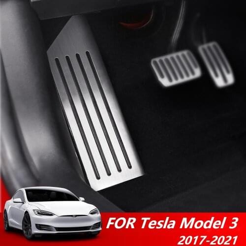 For Tesla Model 3 Accessories Aluminum alloy Foot Pedal Accelerator Gas Fuel Brake Pedal Rest Pedal Cover Car Styling Model 3