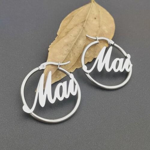 Large Name Hoop Earrings For Women Custom Name Hoops Earrings Personalized Jewelry Gold Silver Color EarringsBridesmaid Gift