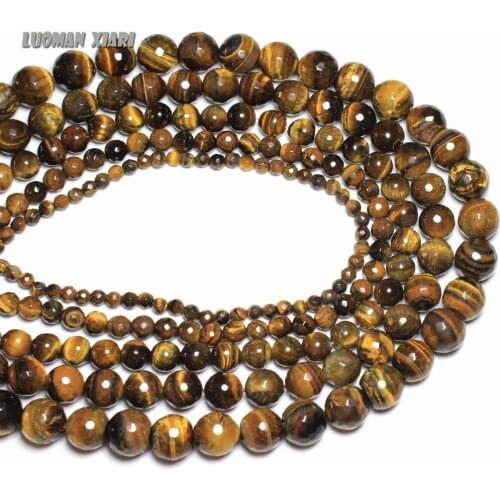 Wholesale AAA+ Faceted Tigers eye Natural Stone Beads For Jewelry Making Bracelet DIY Material 4/ 6/8/10/12 mm Strand 15.5