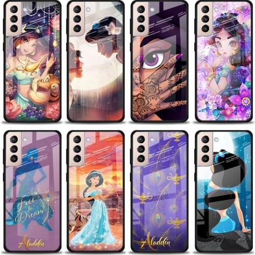 Disney Jasmine Princess Tempered Glass Cover For Samsung Galaxy S21 Plus Ultra M21 M31 M51 A52 A72 Phone Case Coque