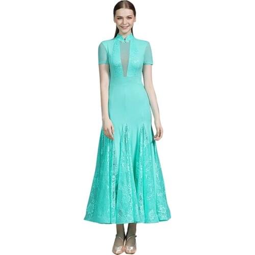 Chipao style neck Ballroom Dance Dress Modern Dance Flamenco Waltz Dress Standard Practice Wear Competition Costume