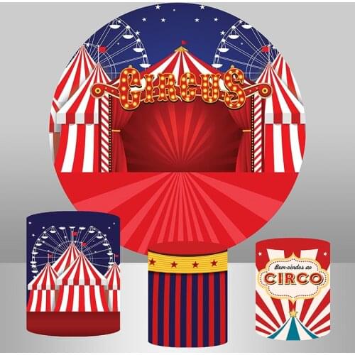 Circus Theme Birthday Party Round Backdrop Newborn Children Portrait Circus Carnival Baby Shower Photography Background Cover