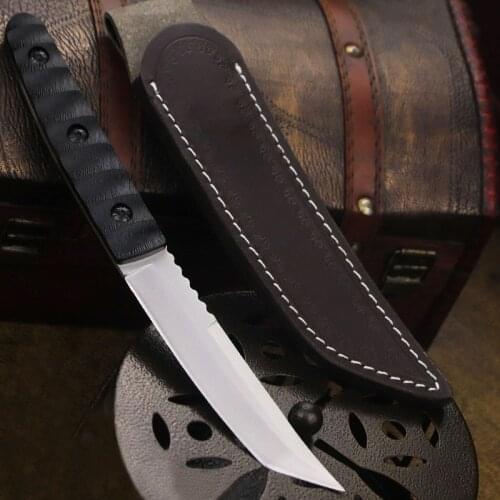 Dehong Black and white outdoor high hardness tactical straight knife multifunctional wilderness survival knife defensive weapon