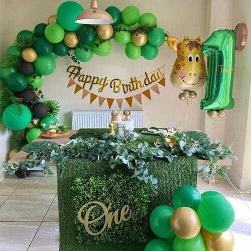 Jungle Safari Theme Party Decoration Balloon Garland Arch Kit Dark Green Balloons For Kids Birthday Party Baby Shower Decors