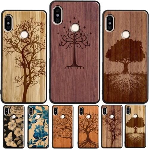 Tree Flower Bamboo Wood Case For Xiaomi Redmi 9 9A 9C 7A 8A 9T Back Cover For Redmi Note 10 Pro 7 8 9 Pro 8T 9S
