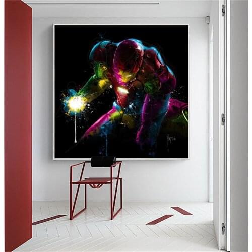 Disney Canvas Painting Watercolor Iron Man Graffiti Pop Art Poster Print On Wall Marvel Moive Picture For Living Room Home Decor