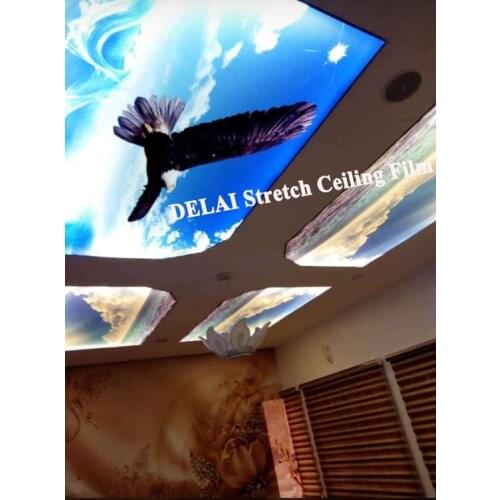 Flying Eagle in the Blue Sky stretch film for printing function as ceiling panel in home improvement