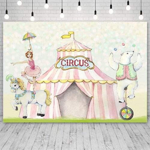 Avezano Backgrounds Birthday Party Baby Shower Circus Touring Horse Bear Decoration Girls Backdrops For Photo Studio Photophone