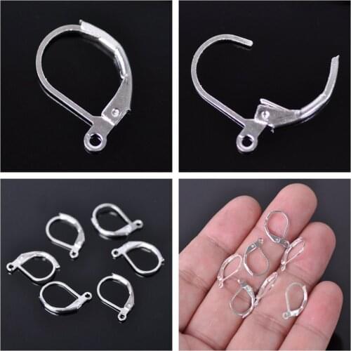 12mm French Earring Hooks Silver Color Metal Clips Clasps for DIY Earring Jewelry Making Findings Supplies