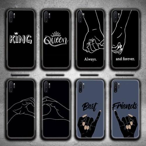 King Queen Best Friends Couple Phone Case For Samsung Galaxy Note20 ultra 7 8 9 10 Plus lite J7 J8 Plus 2018 Prime M21