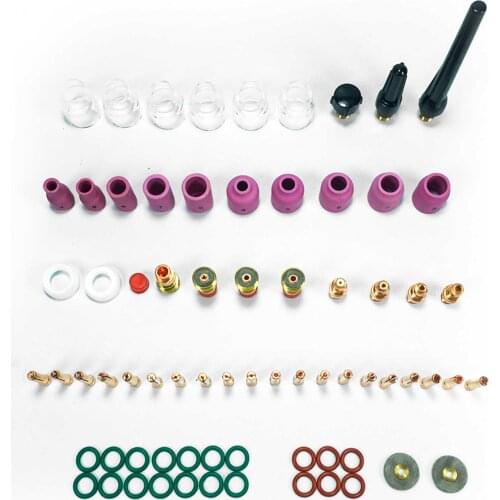 71Pcs Stubby Gas Lens Glass Cups O-rings Collets Gas Nozzles Kit for WP-17/18/26 TIG Welding Torch Kit Welding Torch tig
