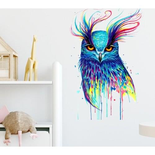 Creative Colourful Owl Wall Stickers Kids Room Boy Girl Bedroom Decor Living Room Decoration Animal Decals for Furniture