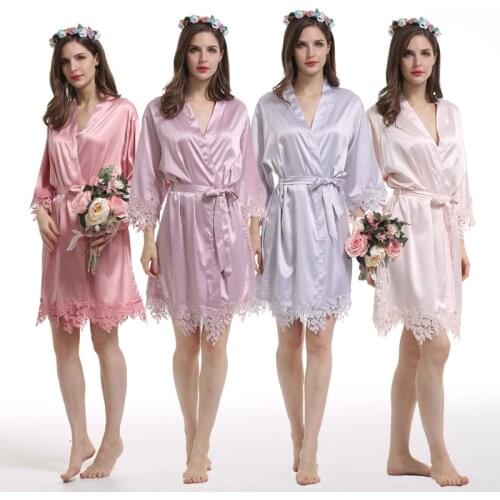 Lace Robe, Silk bridesmaid robes, Satin Bridal Robe,wedding party robe, Flower girl robe A9008