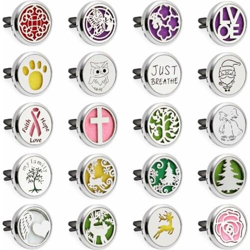 20 styles Faith love hope ribbon Magnetic Aroma Diffuser Locket Car vent clips with 10 Pads freely Essential Oil Perfume locket